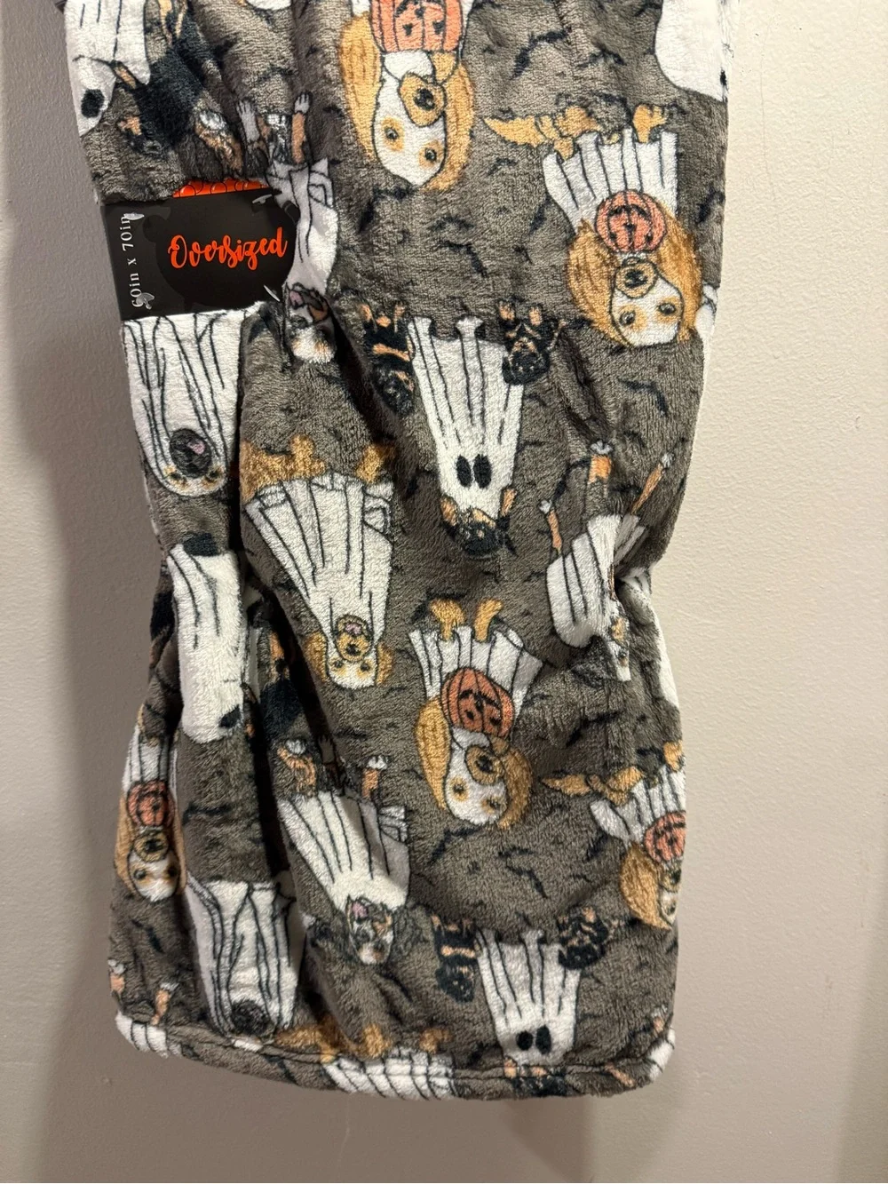Halloween Dogs Ghost Costume Throw Blanket viral NWT